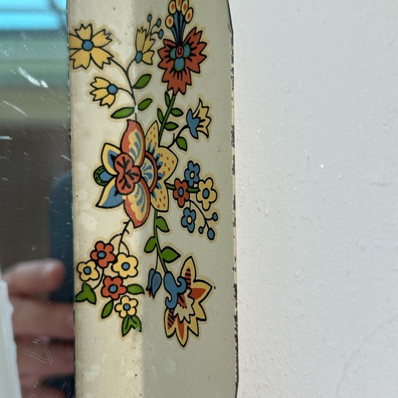 Vintage Candle Holder Lenox Cream Red Oval Mirror Floral Accents Cottagecore - Picture 3 of 7